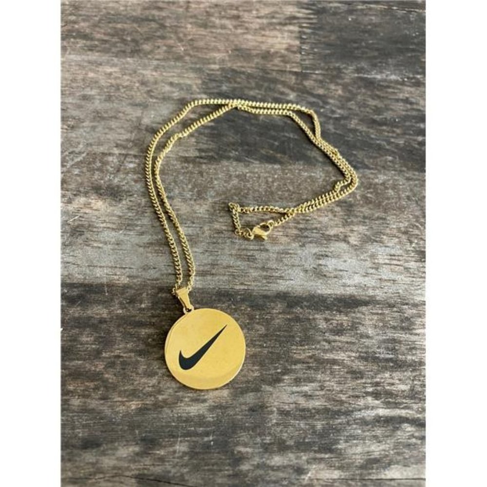 NEW Nike GOLD NECKLACE Stainless Steel 20" INCH CHAIN WITH ADJUSTER SWOO…